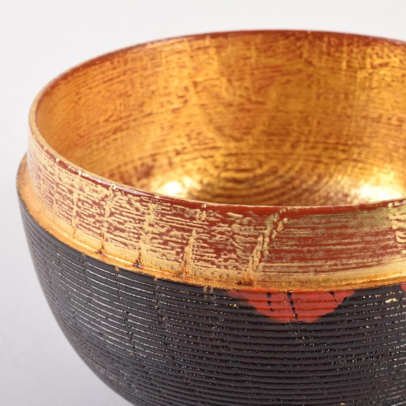 茶道具　玄一作　欅千筋　菊文　寿輪棗　平棗　共箱　V　7104