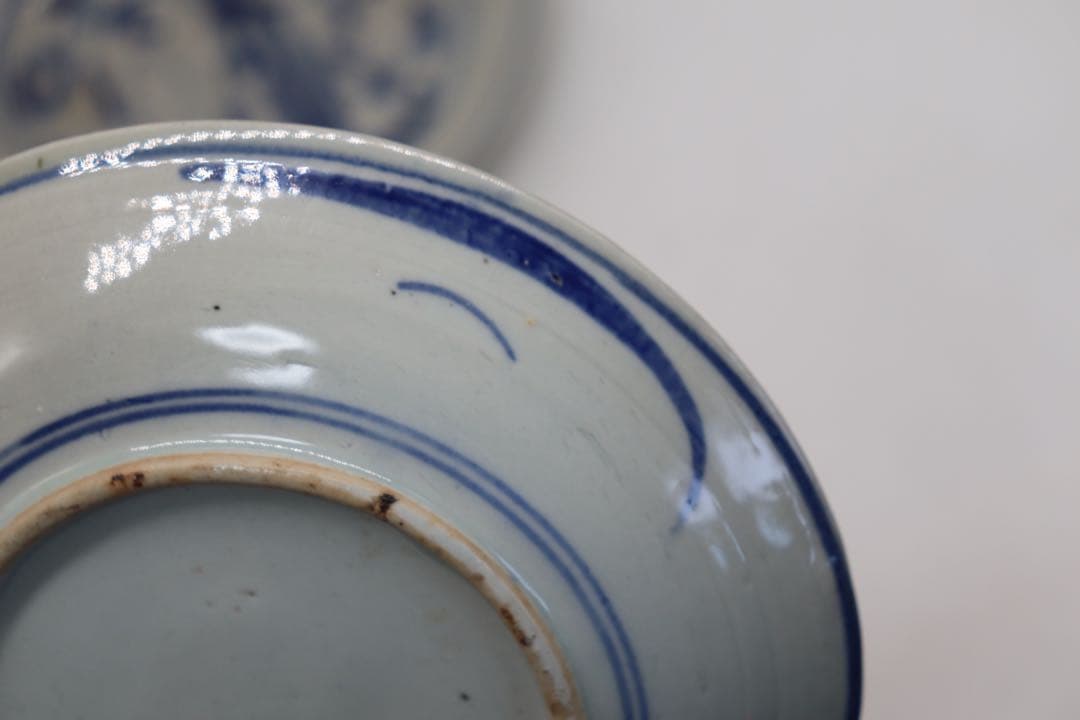 中国　清時代　染付中皿3点　アンティーク　送料込み250218