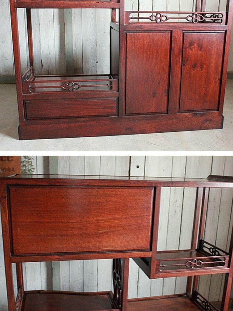 A*A様 唐木 紫檀無垢材 飾り棚 茶棚 茶箪笥 螺鈿 古家具 古民家