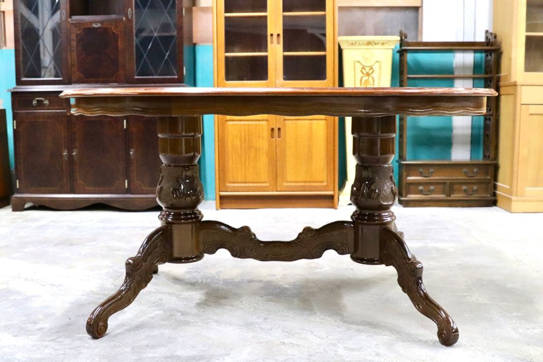 GMIK245◯イタリア製 クラシック ダイニングテーブル 食卓テーブル アン