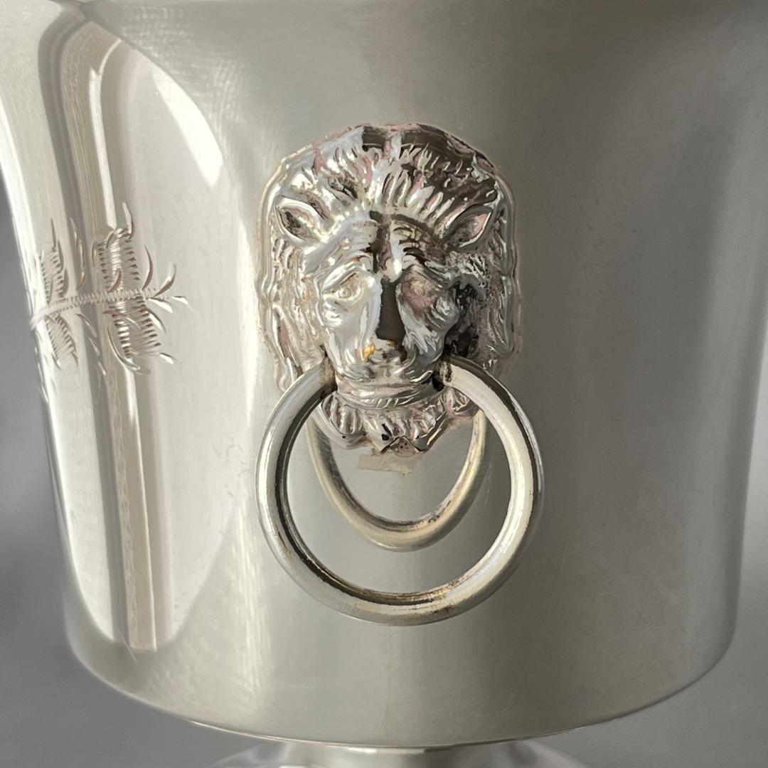 英国】ライオンのアイスペール / トング【シルバープレート】