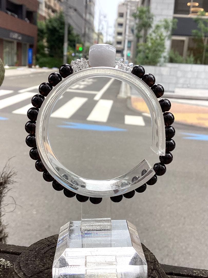 ✳お値段最安値‼️ 本物ブレスレット 糸魚川翡翠棗型&黒平スモーキー