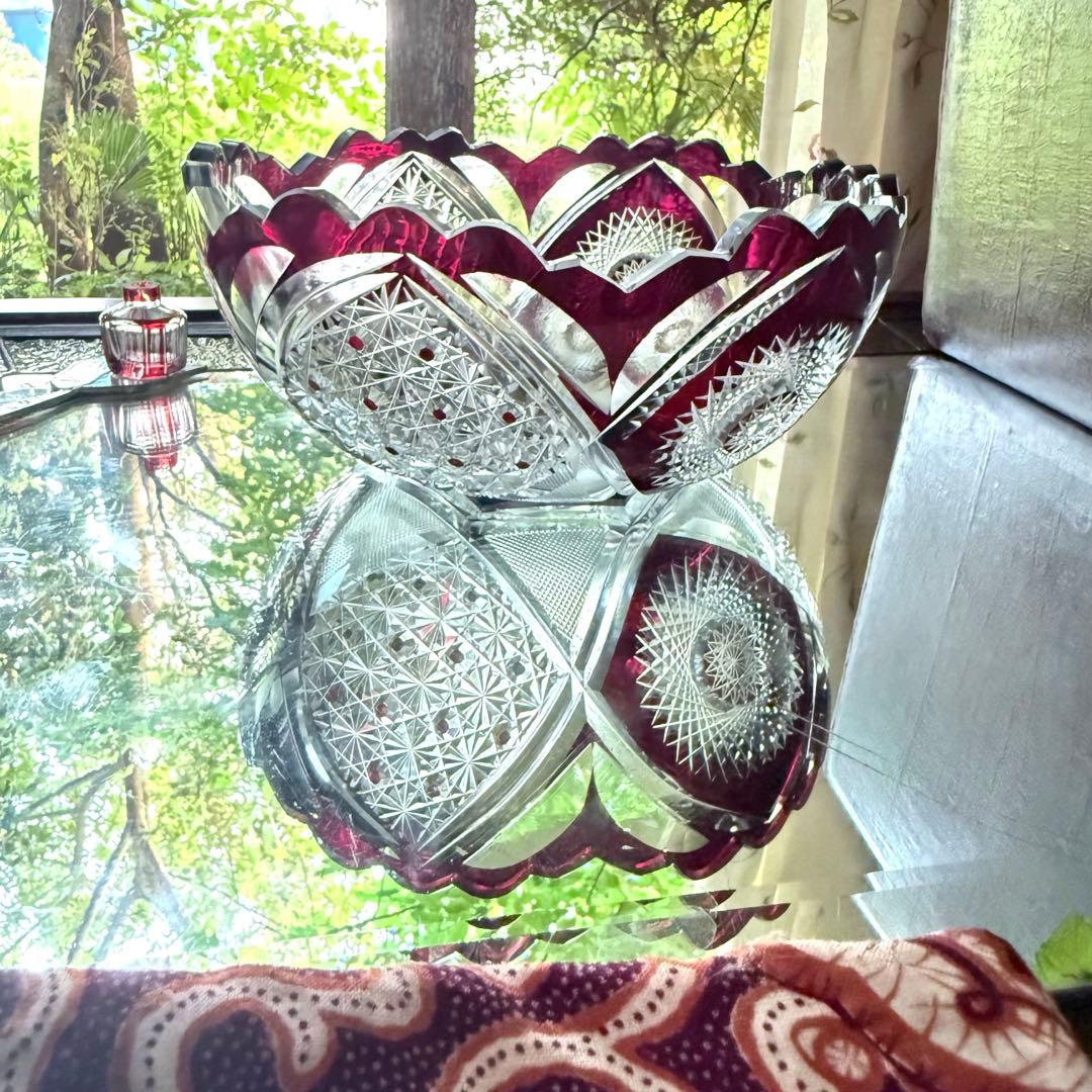 Y様へ感謝お嫁入り‼️涼やか星丸紋切子ボウル1客 錦手