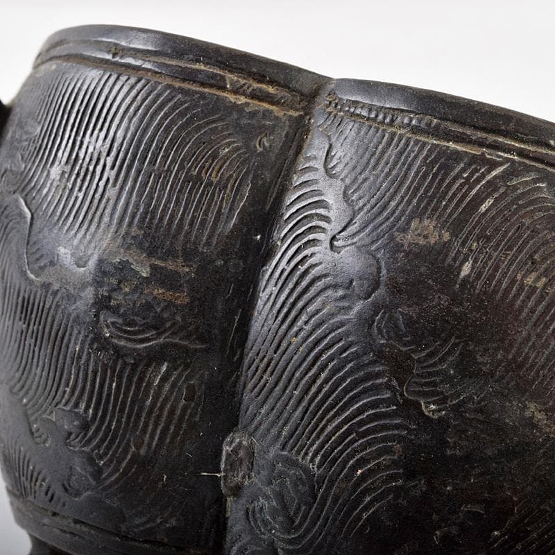 中国 古銅 波刻 木瓜形双耳香炉 M R8837 - メルカリ