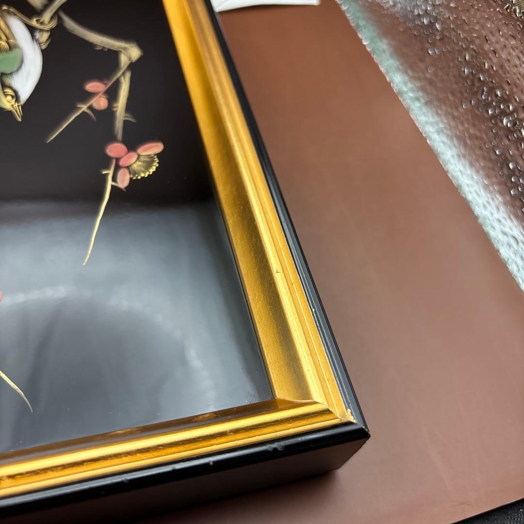 輪島塗パネル　藤八屋　奥田漆器店　漆師　ウグイス？　梅