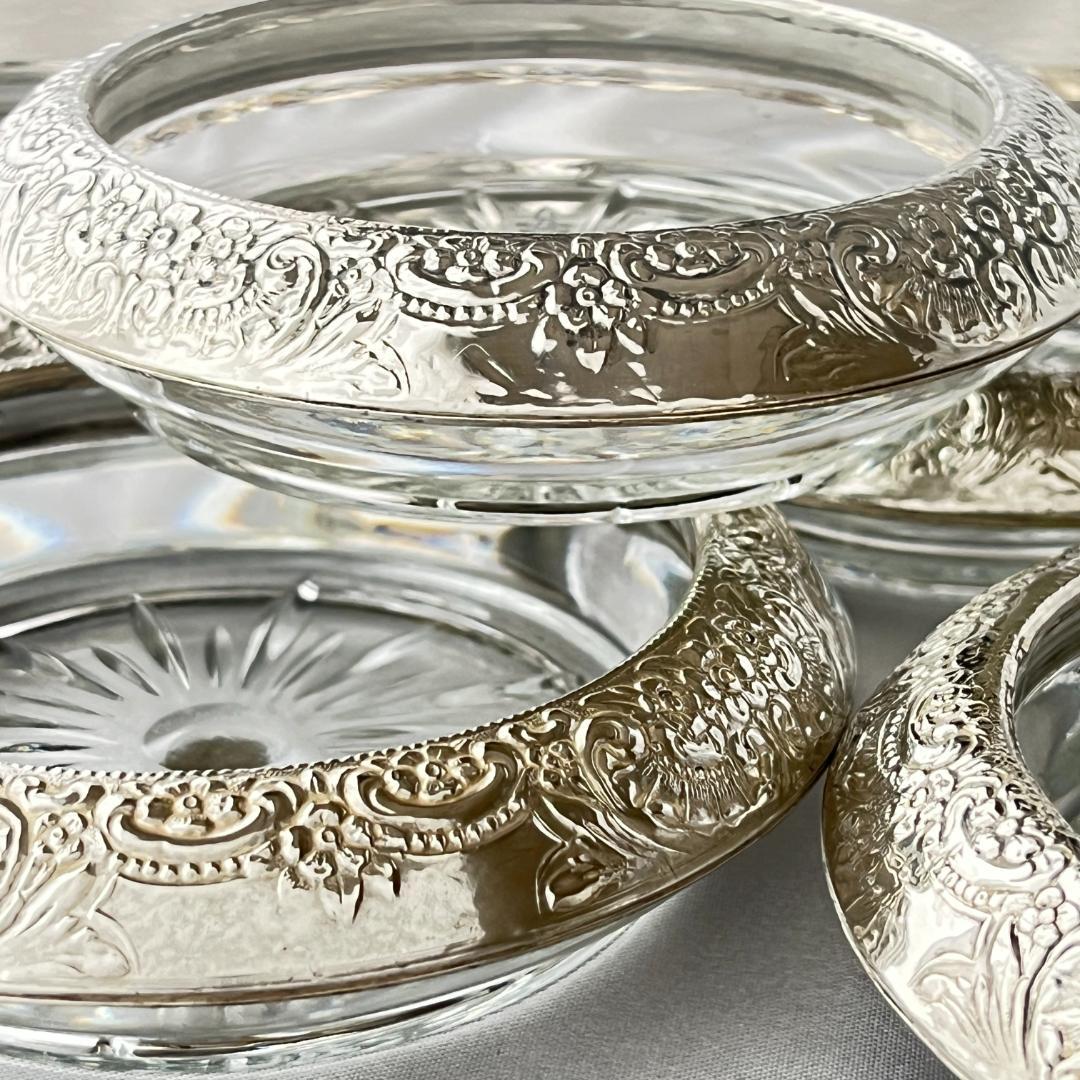 【FRANK M. WHITING】 【純銀/ガラス】コースター 5個組