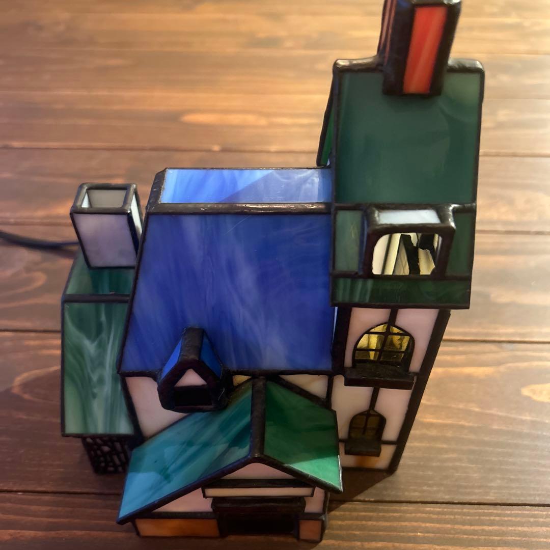 ステンドグラスのおうちライト オブジェ ステンドグラス 家 おうち LEDライトホルダー おしゃれ