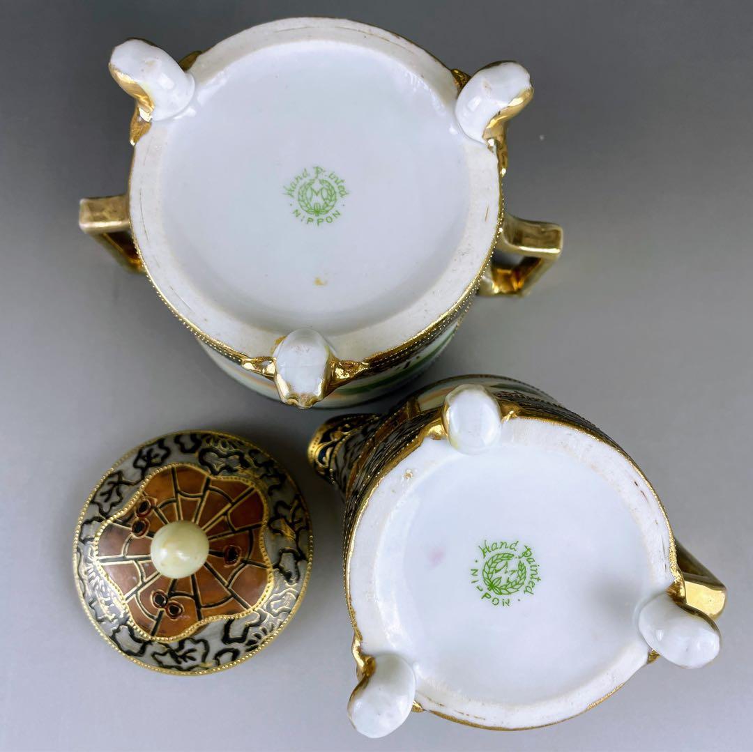 希少】オールドノリタケ アールヌーボー様式 風景紋 シュガーボウル