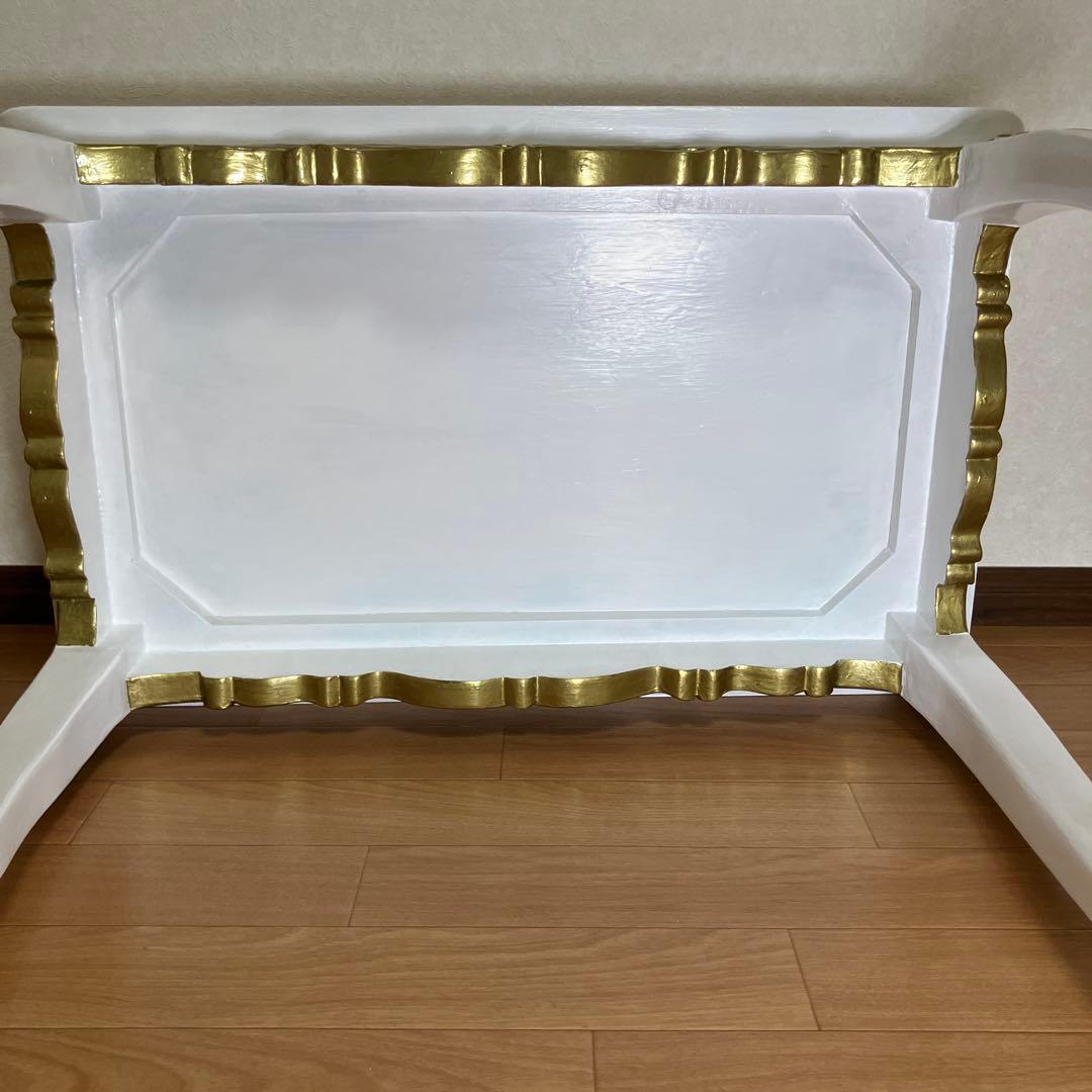 姫系 アンティーク風 猫足 ゴールドレリーフ デスク ロココ風