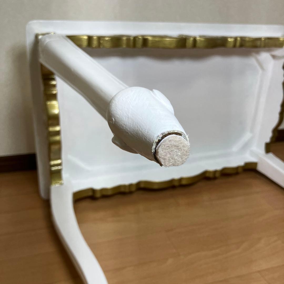 姫系 アンティーク風 猫足 ゴールドレリーフ デスク ロココ風