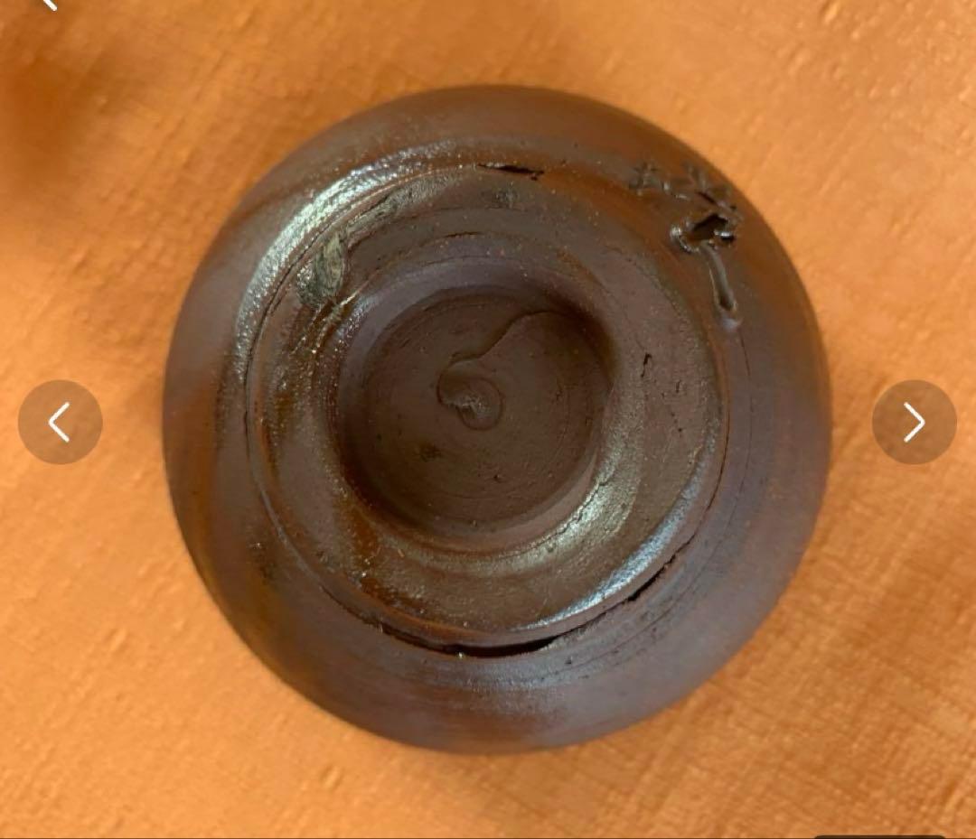 ①名工　田中金蔵友石　作　備前系保命酒　角徳利／②備前南燦窯　森本英助作　ぐい呑