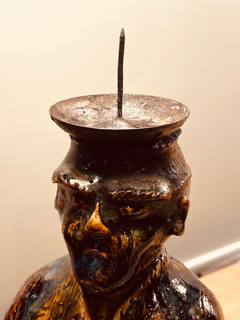 織部 南蛮人蝋燭台 vintage ORIBE￼