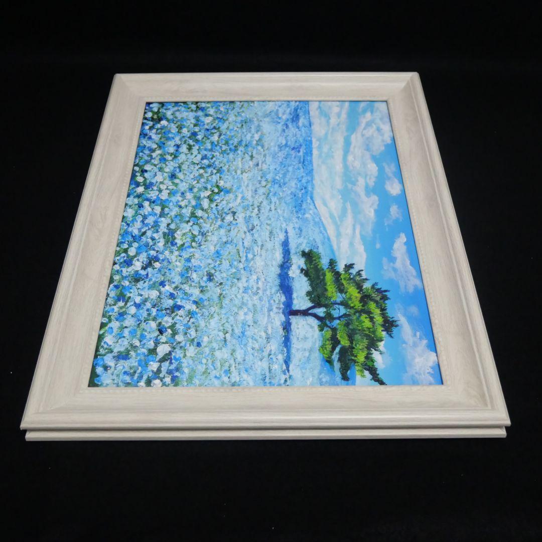油絵 油彩 油彩画 絵画【ネモフィラの丘】