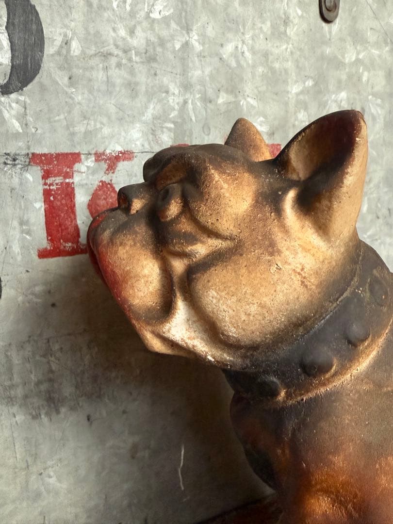 ビンテージ Chalkware Bulldog チョークウェア ブルドッグ 置物｜