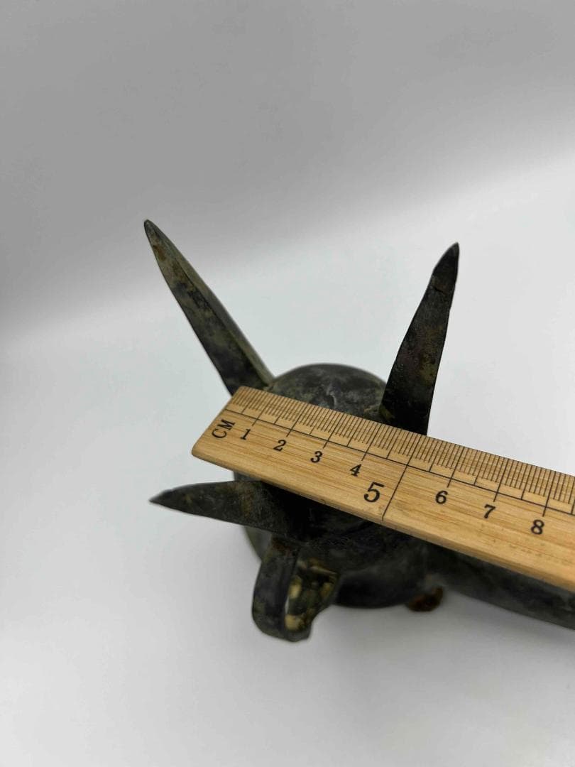 中国古美術 戦国から漢時代 青銅 ブロンズ 三足爵盃 酒具 極