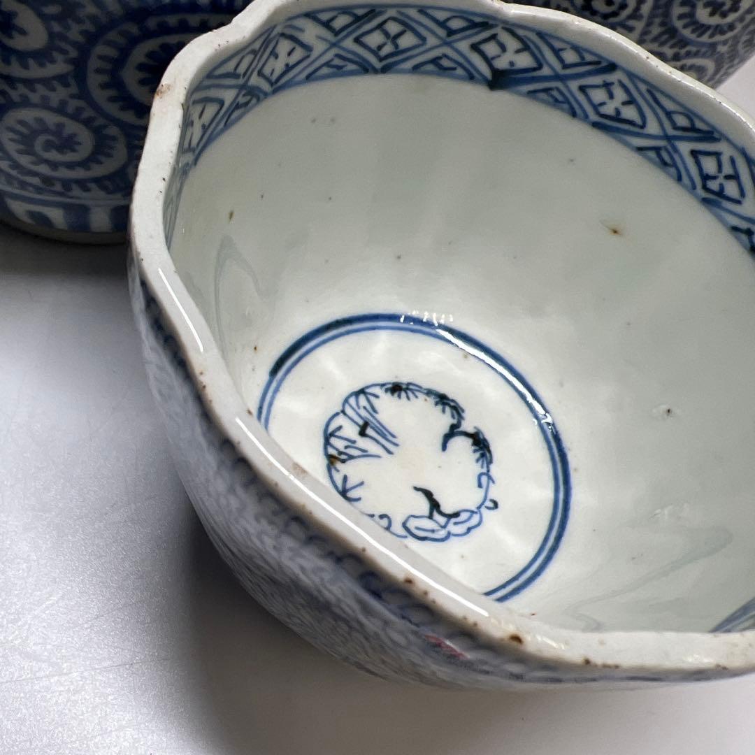 江戸後期 古伊万里 蛸唐草猪口等12客 東Y7-1208③トヒオサ