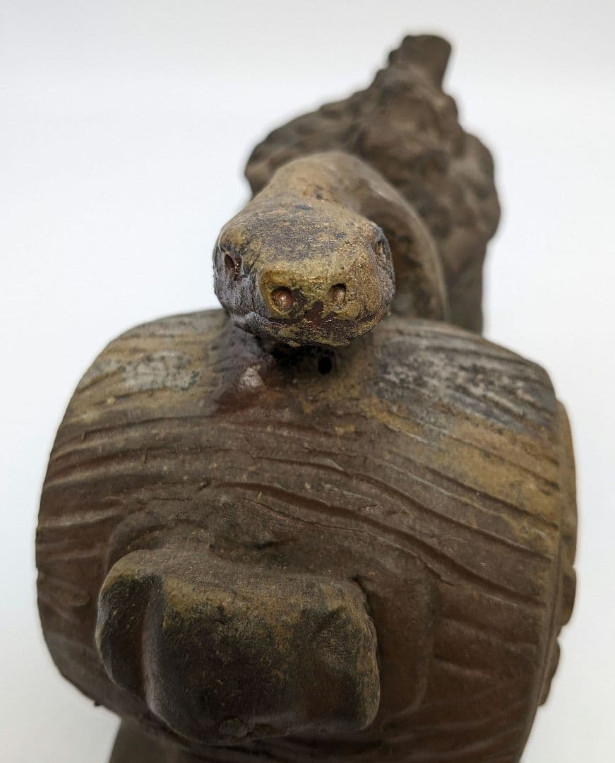 西川政美 備前焼 巳置物 ヘビ 蛇 打ち出の小槌 細工物 金運 財運 インテリア