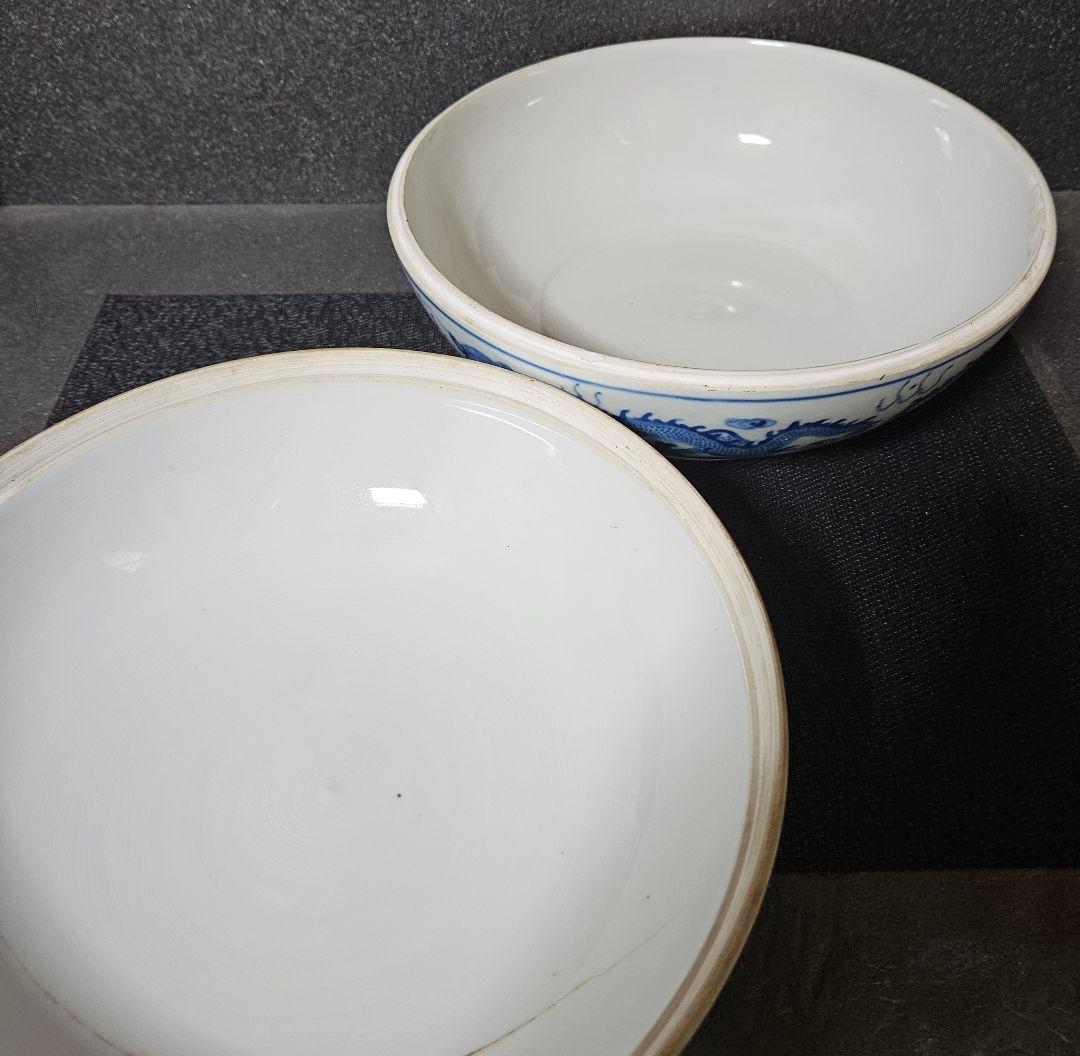 中国陶磁器【大清光緒年製銘】五爪の龍の図 径27.2