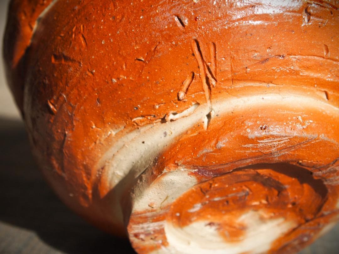 希少作☆原田拾六☆備前【緋襷】茶碗☆共箱・布