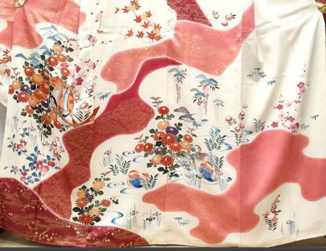 振袖 フルセット6点サイズM京友禅手描き銀駒刺繍 正絹 売り切り終了