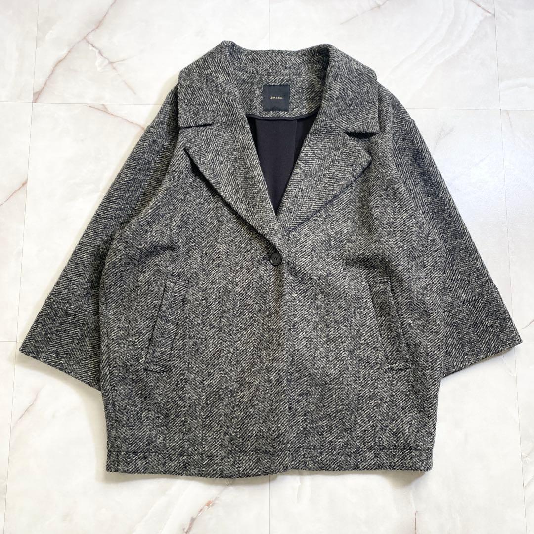 Spick & Span☆ Wスライバーヘリンボーンコート☆36