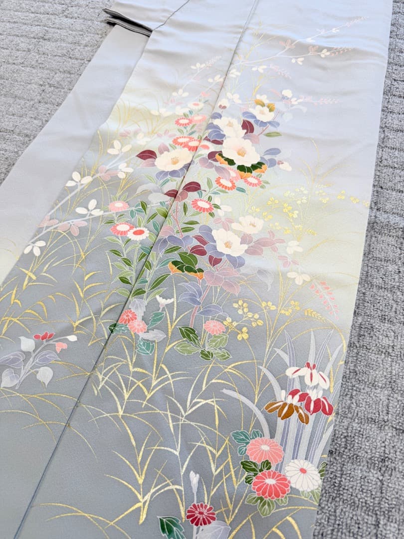 高級 訪問着 正絹 袷 ブルー 友禅 金彩 暈し染め フォーマル - メルカリ