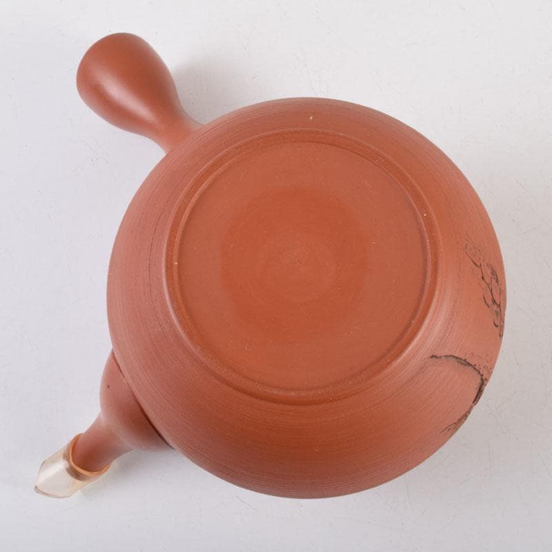 前茶道具 常滑焼 光松作 朱泥 松漢詩刻 横手急須 V 8654