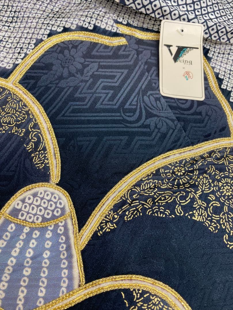 コラボ振袖 葵衣×V サンク 仮絵羽 正絹 金駒 金彩 未仕立て