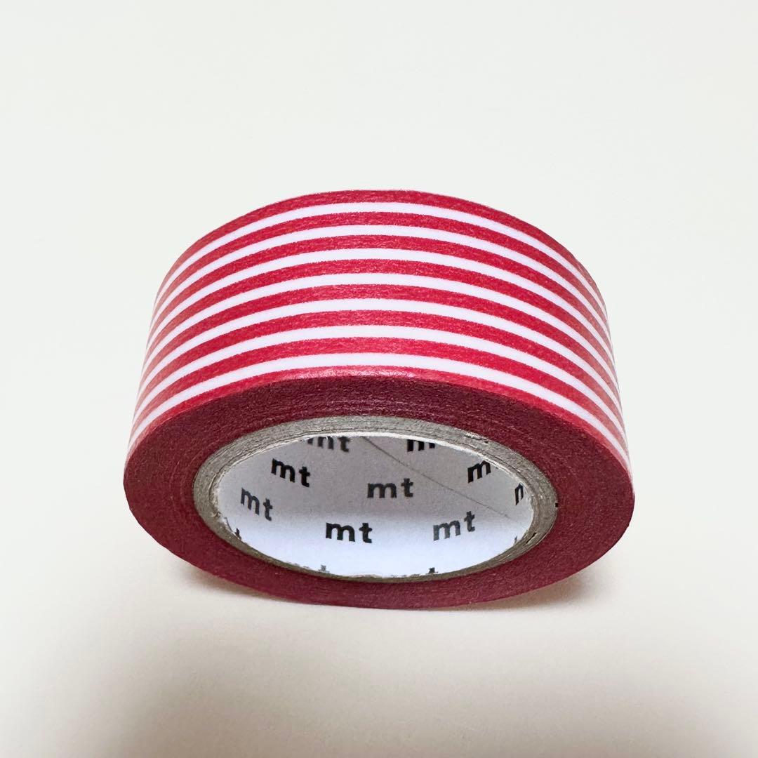 mt 廃盤マスキングテープ ボーダー レッド 限定サイズ？約20mm 中古