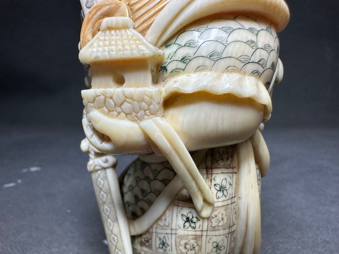 極上 天然素材 七福神 置物 根付 アンティーク 和彫 骨董 飾り物 古美術品