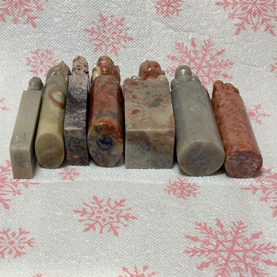 寿山石　印鑑　田黄石　獅子彫刻　置物　印材　印章　中国掛軸　篆刻