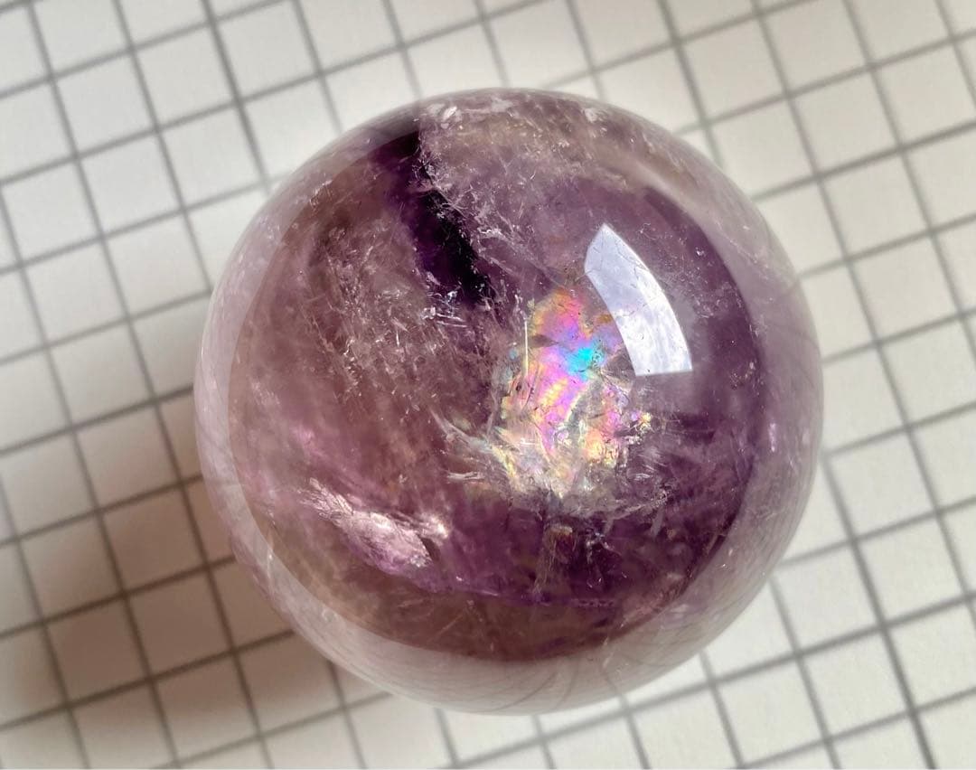 アメシストスフィア高品質3.4㎝虹ファントムホーランダイトアメトリ