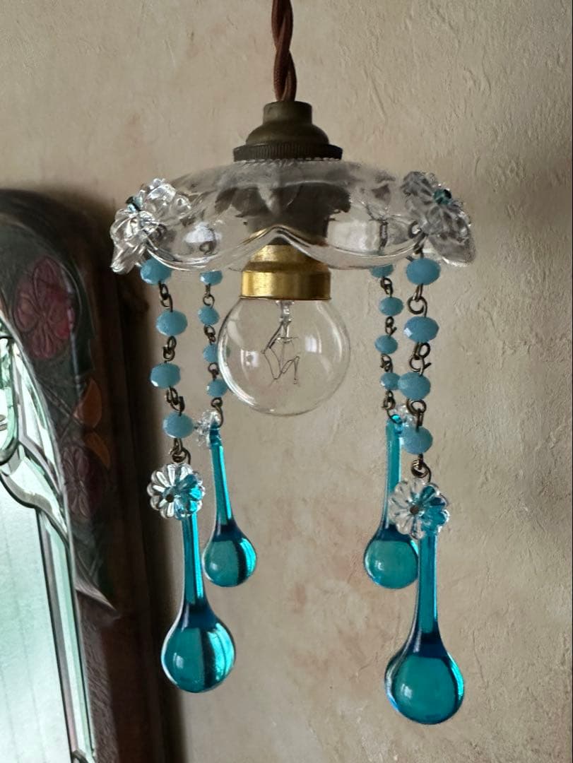 フランス アンティーク スカイブルー・ムラーノガラスの可愛いミニ