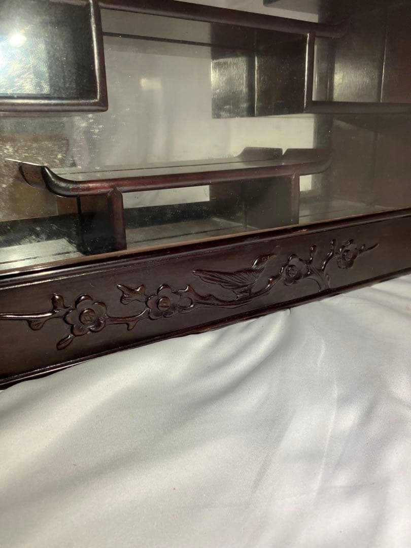 Y1004】飾り棚 唐木 中国 古美術 アンティーク ビンテージ 鏡 壁掛けの