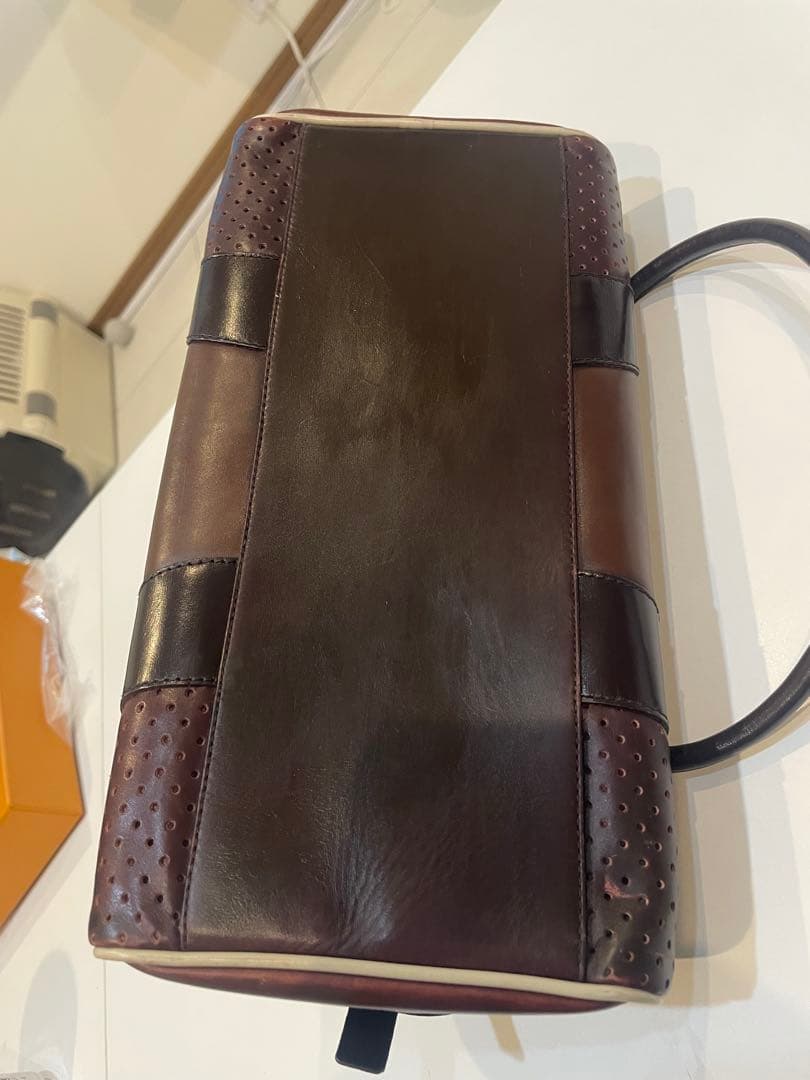 【美品-希少】プラダ PRADA ハンドバッグ ボーリングバッグ レザー