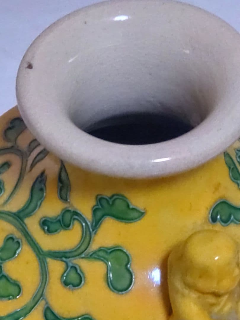 古玩南紀男山焼交趾唐草文花入古箱入 古玩 南紀男山焼