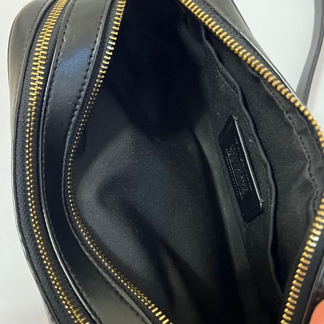 極美品✨コーチ　カメラバッグ　ショルダーバッグ　ダブルジップ　PVCレザー　黒