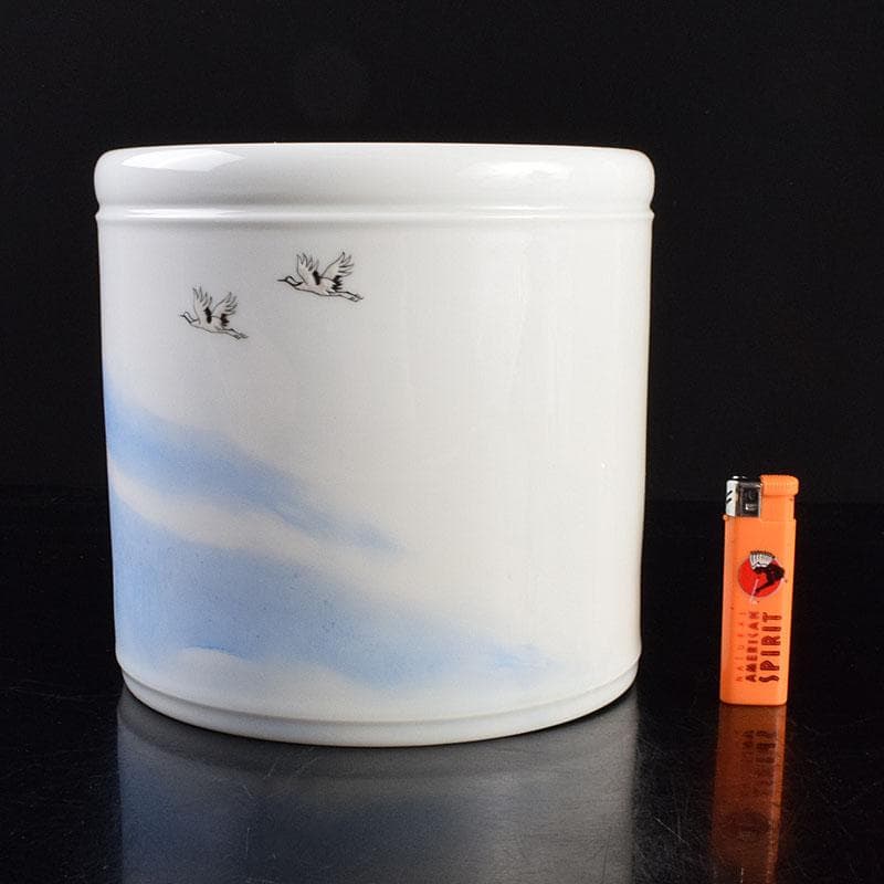 中国 景徳鎮製 徐江雲作 新彩筆筒 作品證書付 共箱 M