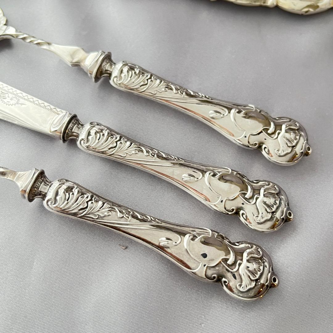 英国】【純銀ハンドル】プレザーブスプーン / ピクルスフォーク