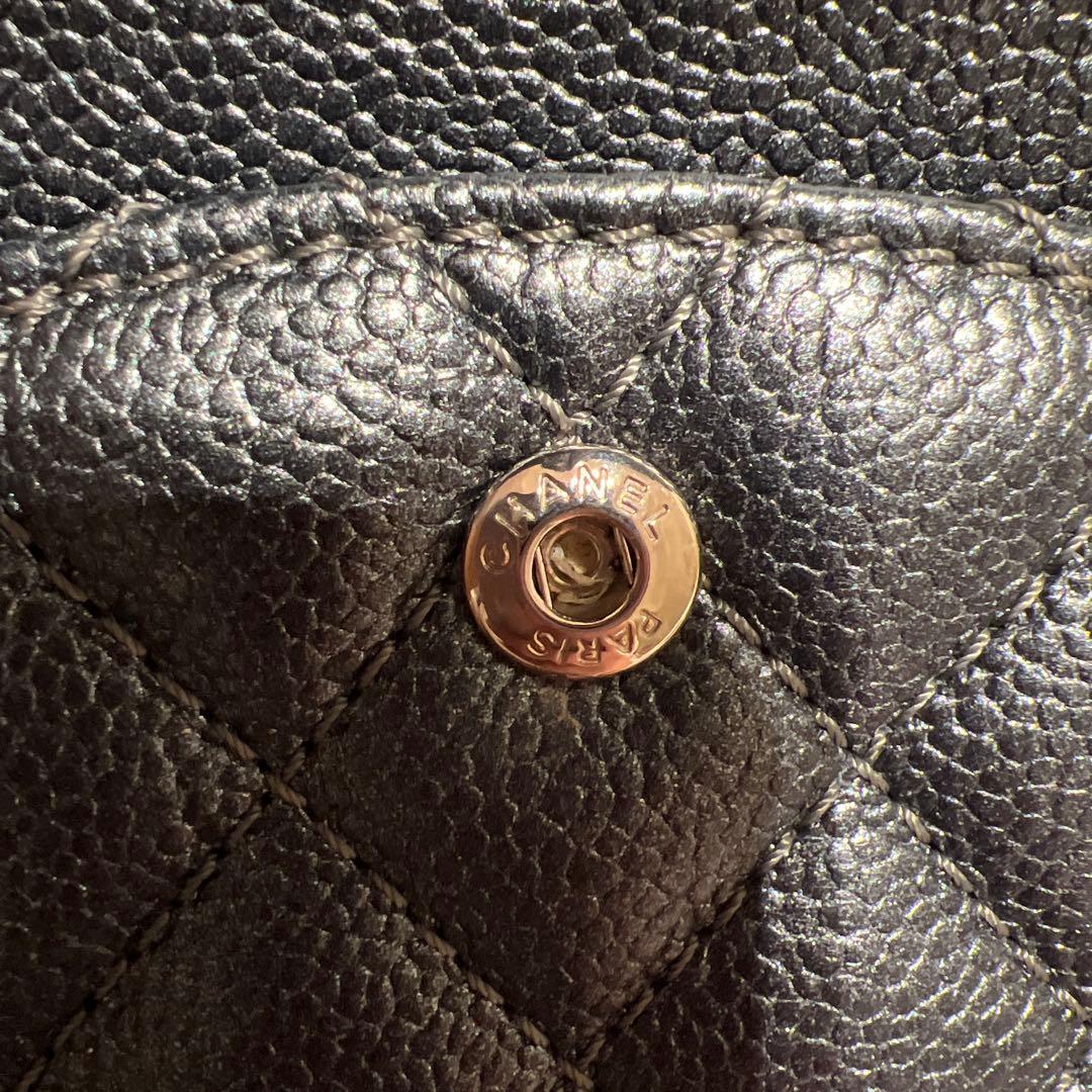 CHANEL マトラッセ キャビアスキン チェーンショルダーバッグ ダークグレー