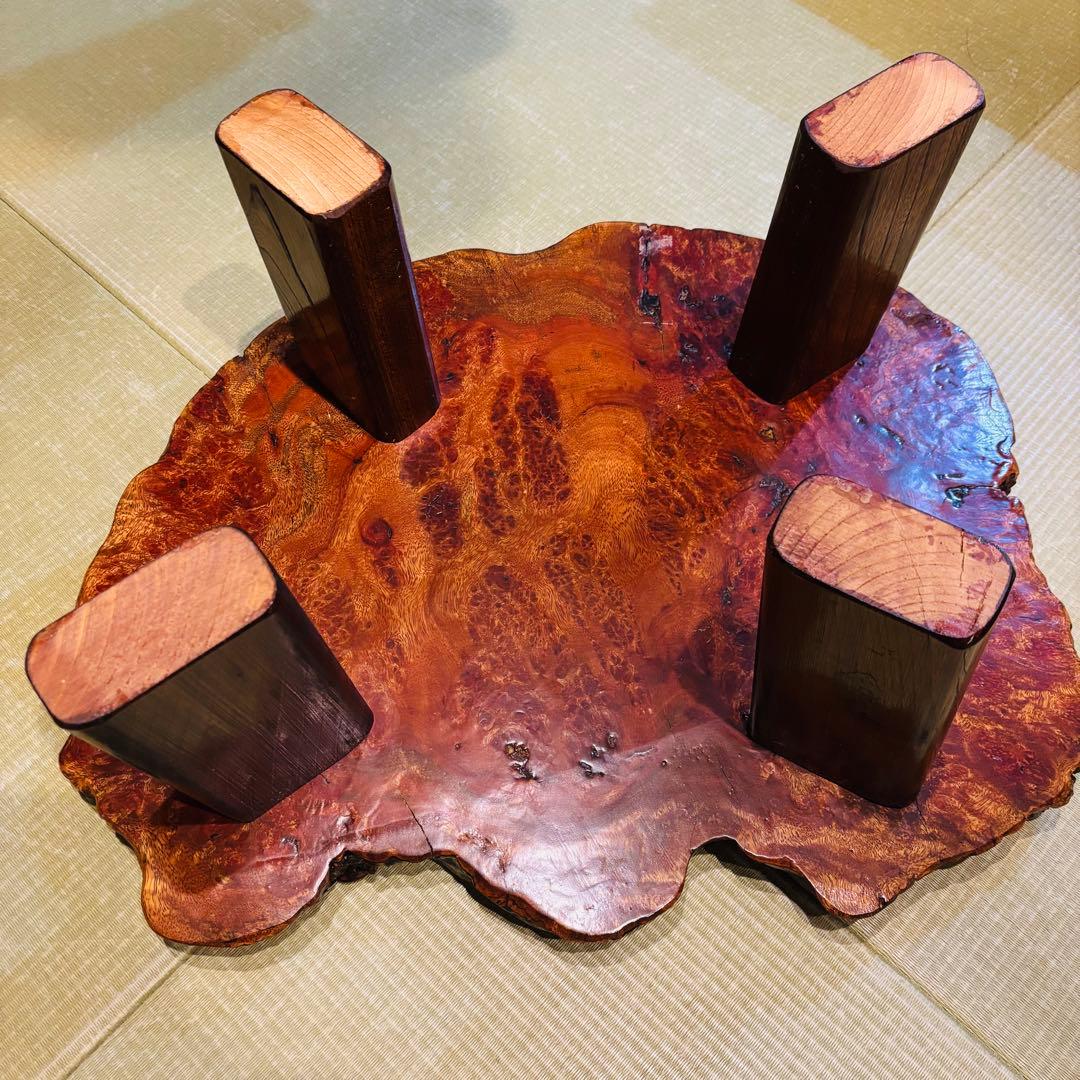 花梨 一枚板 天然木 花台 テーブル ローテーブル 瘤 座卓 飾り台