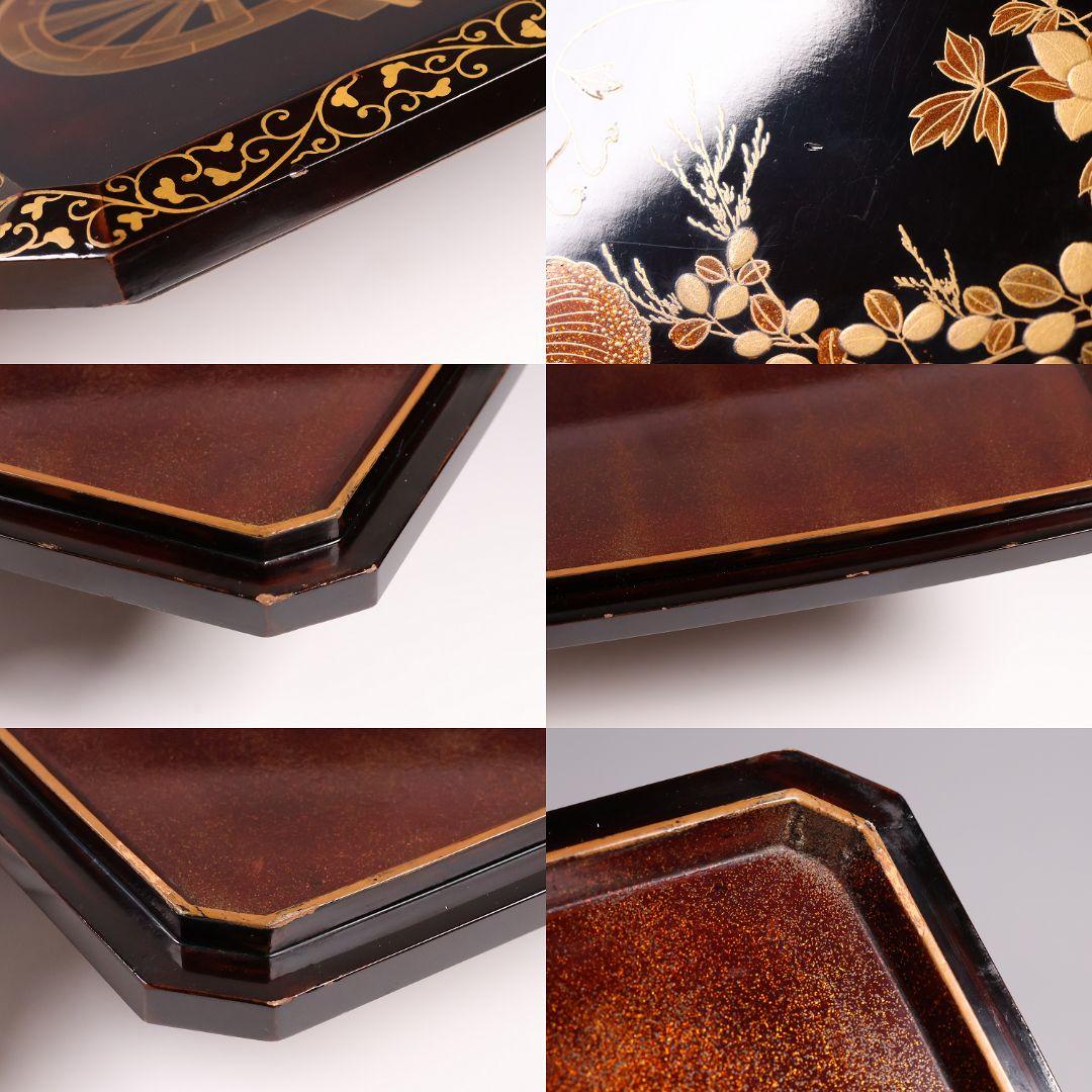 MA699】加賀蒔絵 饅羹重 内梨地 花車 金蒔絵 木製漆器 饅頭箱 菓子