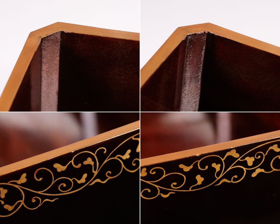 MA699】加賀蒔絵 饅羹重 内梨地 花車 金蒔絵 木製漆器 饅頭箱 菓子