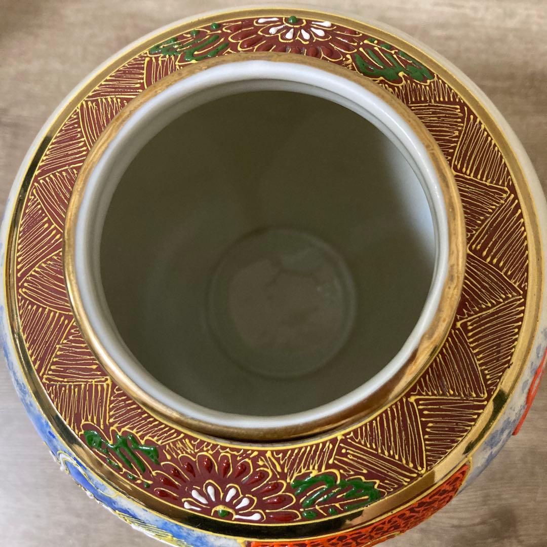 希少　ビンテージ　上絵付　デコ盛龍　花瓶　花器　デッドストック　名古屋絵付け