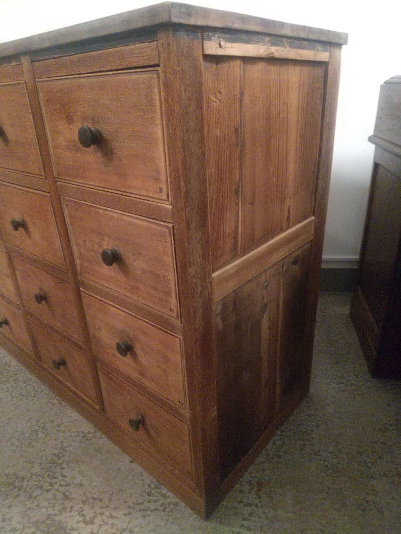 アンティーク シェルフ チェスト ドロワー 引き出し 12杯 古家具 古物