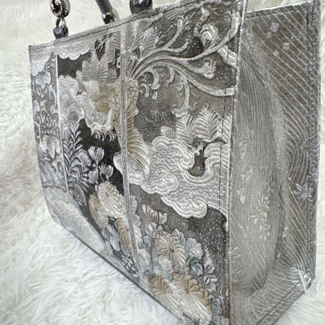 ◆エリス◆シルバー　和柄　和装　高級ハンドバッグ