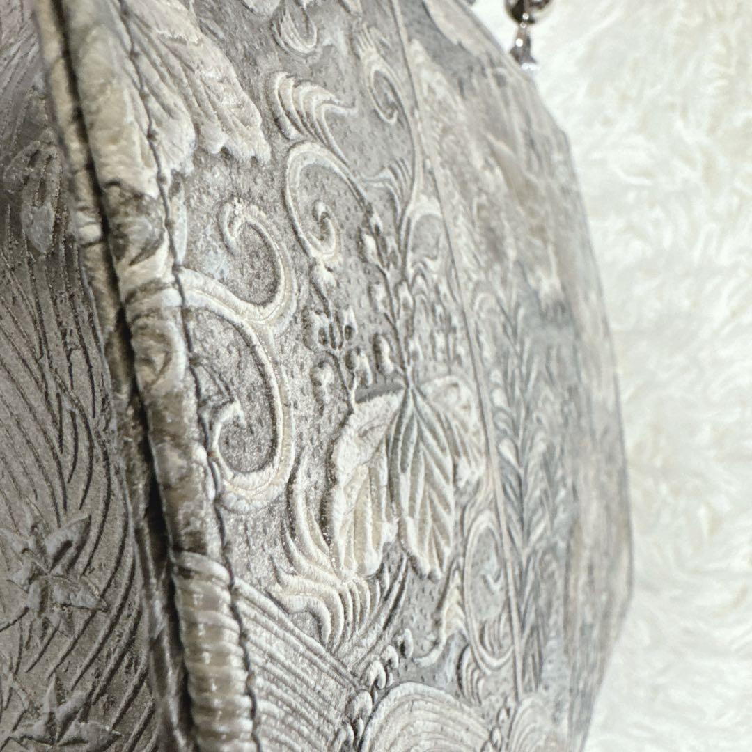 ◆エリス◆シルバー　和柄　和装　高級ハンドバッグ