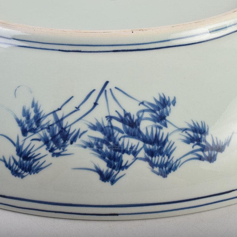 中国　景徳鎮　倣大清康煕年製　青花山水文　大鉢　大皿　C　8942A