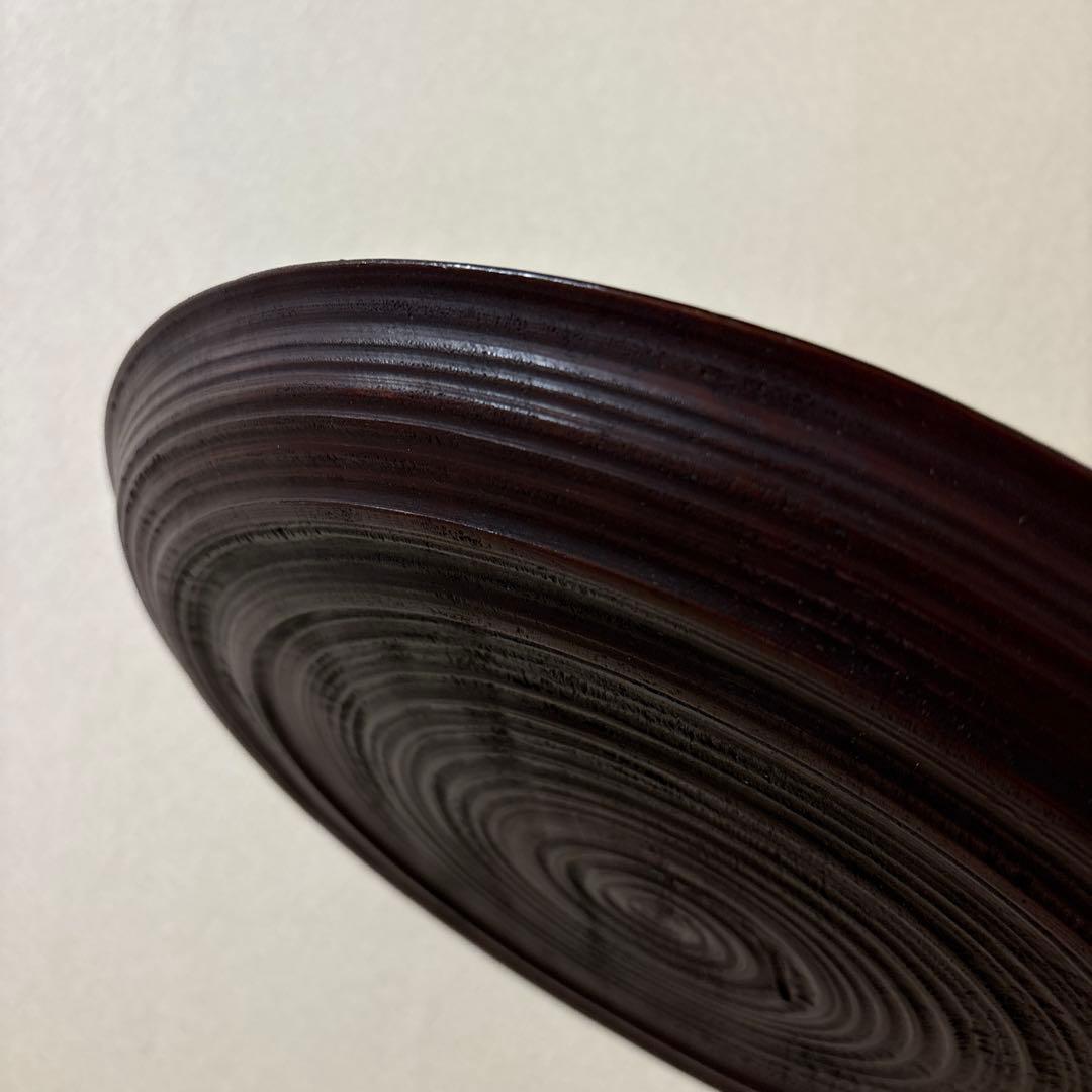 時代　彫抜色絵絵替丸盆　讃岐彫象谷塗　5枚　古盆　古木箱有〈検 烏城　四国　鎌倉