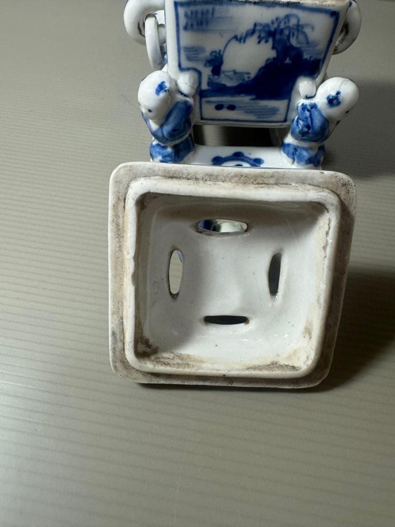 2131 骨董 『大明成化年製』銘 五童戯亀文香炉 時代物